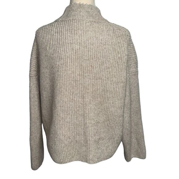 H&M Solid Beige Long Sleeve tight knit Sweater Pearl collar Chunky wool blend L - Picture 5 of 10